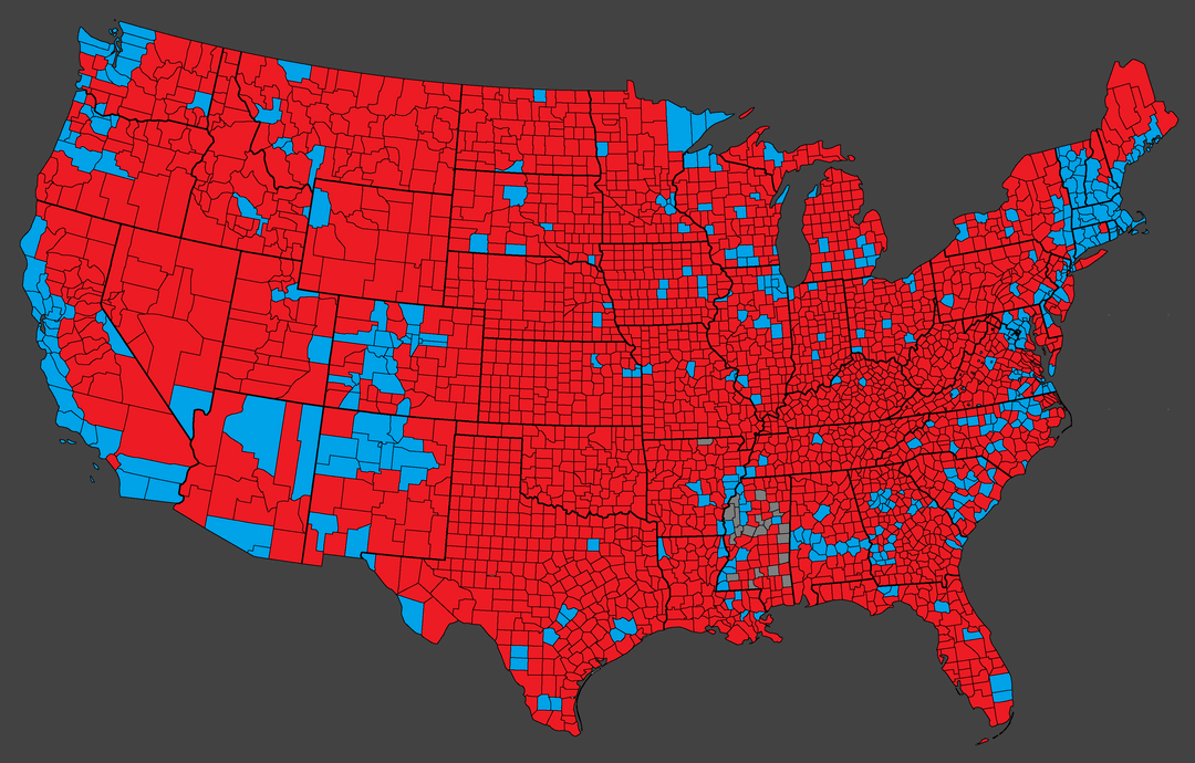 Composite image of all US Countys in 2024